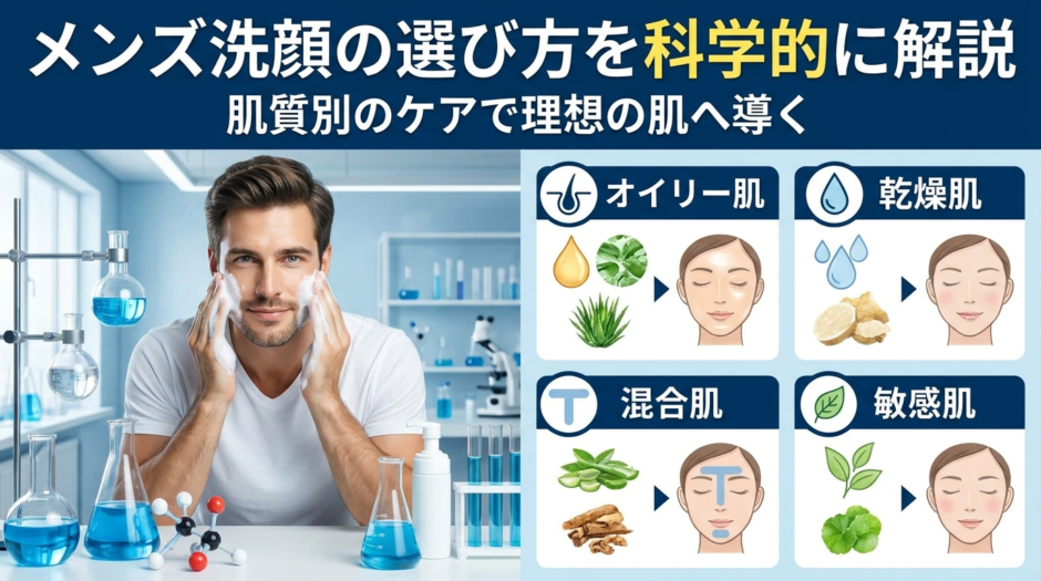 メンズ洗顔の選び方を科学的に解説。肌質別のケアで理想の肌へ導く
