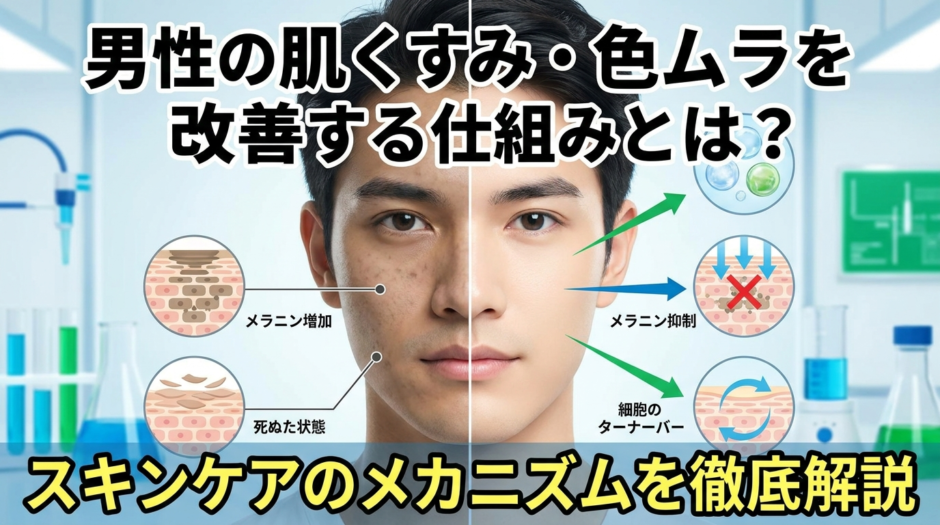 男性の肌くすみ・色ムラを改善する仕組みとは？スキンケアのメカニズムを徹底解説