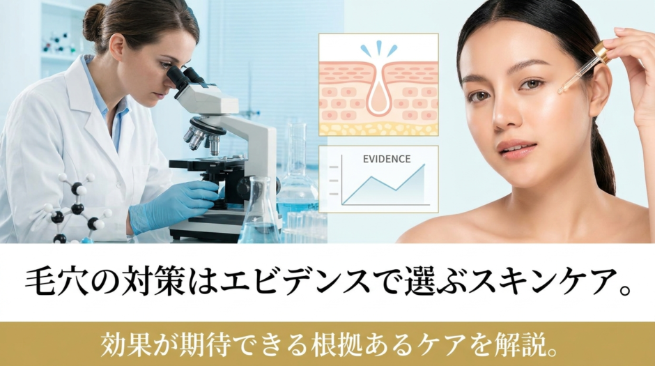 毛穴の対策はエビデンスで選ぶスキンケア。効果が期待できる根拠あるケアを解説。
