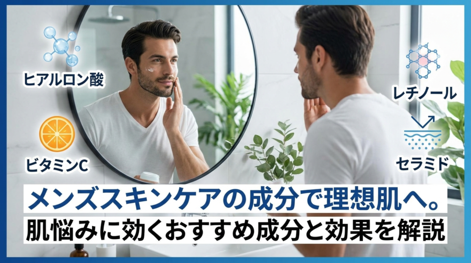 メンズスキンケアの成分で理想肌へ。肌悩みに効くおすすめ成分と効果を解説