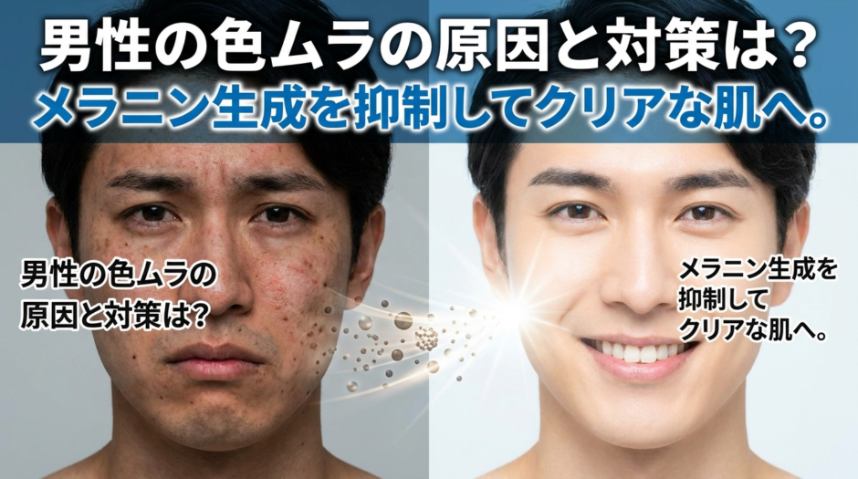 男性の色ムラの原因と対策は？メラニン生成を抑制してクリアな肌へ。