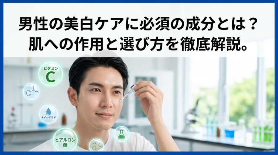 男性の美白ケアに必須の成分とは？肌への作用と選び方を徹底解説。