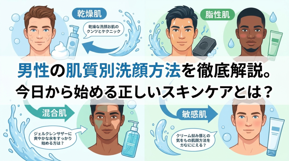 男性の肌質別洗顔方法を徹底解説。今日から始める正しいスキンケアとは？