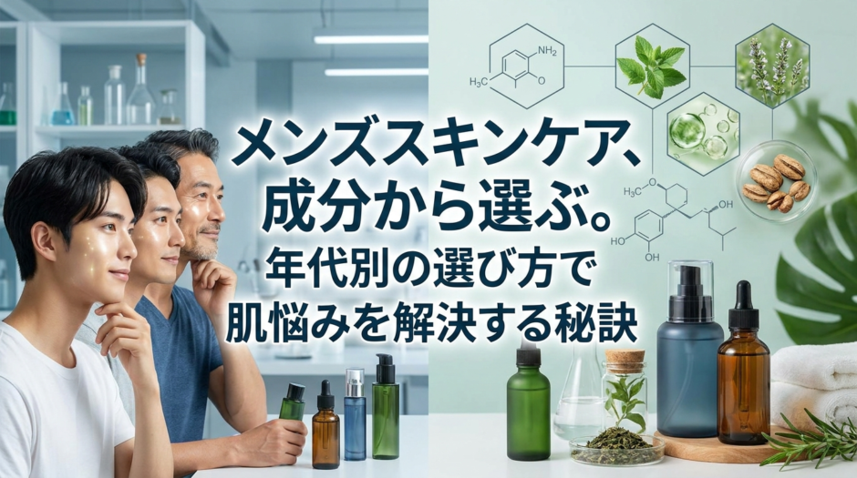メンズスキンケア、成分から選ぶ。年代別の選び方で肌悩みを解決する秘訣