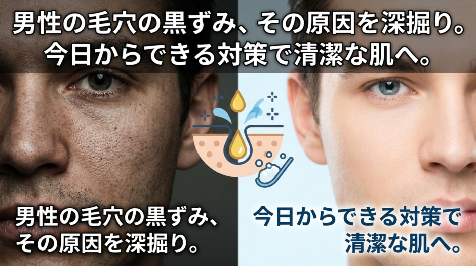 男性の毛穴の黒ずみ、その原因を深掘り。今日からできる対策で清潔な肌へ。