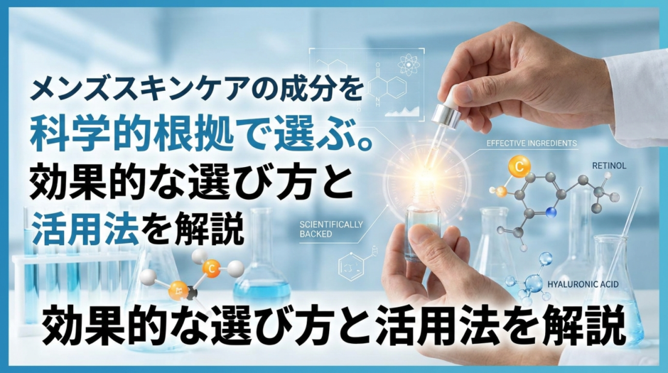 メンズスキンケアの成分を科学的根拠で選ぶ。効果的な選び方と活用法を解説