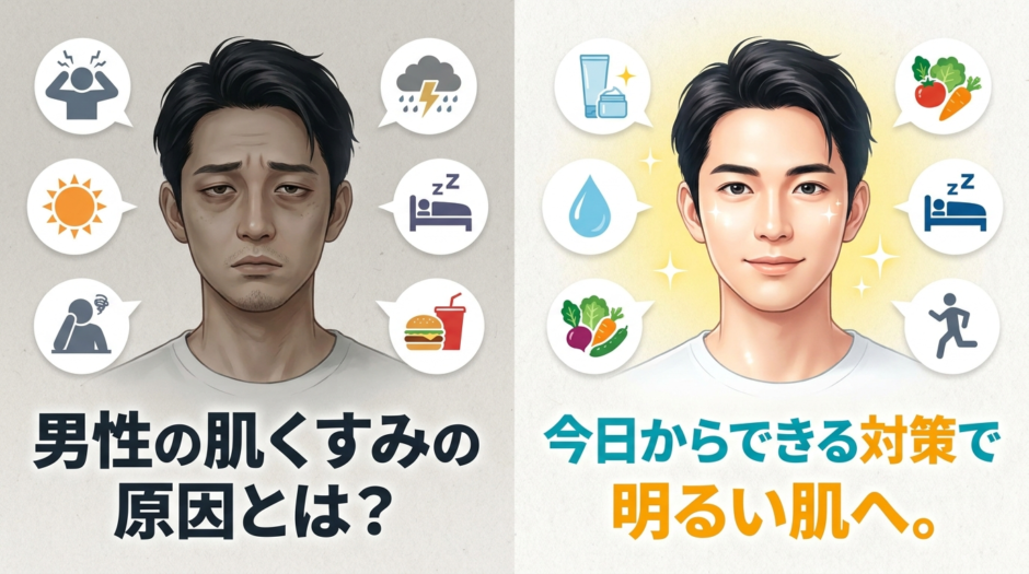 男性の肌くすみの原因とは？今日からできる対策で明るい肌へ。